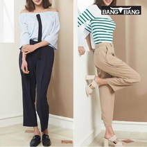 뱅뱅 여성 세미 배기핏 스판 팬츠 2종세트