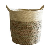 라틴바구니 원형 이케아 다이소 뚜껑있는 라탄 바구니 북유럽 짚 보관 등나무 바닥 꽃 냄비 공예 장식 현대 홈 거실 침실 가게 식물, 베이지