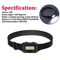캠핑 차박 배터리 파워뱅크 대용량 보조배터리 캠핑카 부품 Pocketman-COB LED 헤드 램프 3 가지 조명 모드 라이트 사이클링 야간 주행 비상용 AAA 사용, Black 02_1PCS