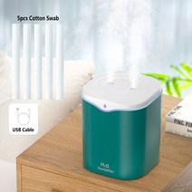 책상용가습기 소형 초음파 무중력 샤오미 USB 더블 스프레이 공기 가습기 2000 미리리터 데스크탑 아로마 테라피 에센셜 오일 디퓨저 큰 안개 볼륨 조용한, [04] Green N 5PCS Cotton
