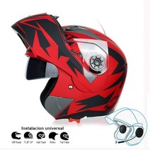 오토바이헬멧 바이크헬멧 블루투스헬멧 오토바이 블루투스 호환 헬멧 플립 업 Motocicleta Kask BT Casco Moto 더블 바이저 Casque Motor bike Cap, L, Eagle Eye (Red)