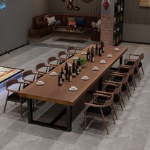 8인용식탁 고재테이블 원목식탁테이블 월넛우드 6인용 10인용 인더스트리얼 스타일 롱 바, 길이 300x폭 120x높이 75x판두께 7.5c