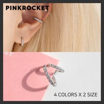 핑크로켓 [써지컬스틸] 큐빅 슬림 원터치 링 피어싱 4color X 2size