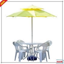 야외용 4인용 기본 아이보리파라솔세트D(받침포함), 원형_흰색_흰색