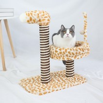 나무위의고양이 캣타워 스크레처 캣워커 선반 기린 모양 동물 등반 프레임 play tower cat tree house with scratching post board, 7