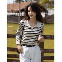 가을 골프복 아울렛 여성 골프 니트 티 남성 긴팔 티셔츠 웨어 스트라이프 이너 풀오버