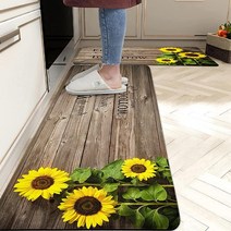 다채로운 보헤미안 꽃무늬 주방 러그 매트 바닥용 보헤미안 빈티지 수채화 꽃 주방 러그 피로 방지 미끄럼 방지 쿠션 편안한 스탠딩 매트 17.3x71.1+43.9x119.4cm(6, Yellow