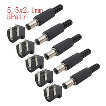 전선연결부품 10Pcs DC 커넥터 5.5x2.1mm 3.5x1.3mm 전원 플러그 수 암 잭 소켓 너트 패널 마운트 어댑터, 12 Type L 5Pair