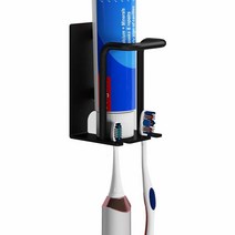 GAViA 전동 칫솔 홀더 소형 치약 및 욕실 벽걸이 보관 세트 오거나이저 접착 블랙 메탈 2팩 USA 미국, 1 Pack ( 2 in 1)