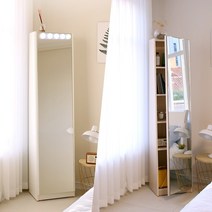 데일리 수납 전신거울 LED조명 포함, 01.화이트아이보리 LED포함