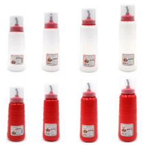 호아프_ 투명 뚜껑 스테인리스 주둥이 위생 초장 간장 케찹 양념 소스 통 용기 다용도 병 참기름 오일 업소용 가정용 투명 빨강, 650ml x 투명통