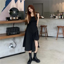 민소매나시원피스 가을 디자인감각 언발 허리보정 슬림핏 스트랩 미드 롱 행거 대련 옷 여성 701950117