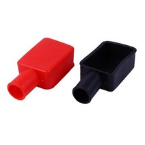 배터리 터미널 자동차 음극 양극 단자 커버 캡 교체 절연 보호기 액세서리 2 개, 1.black and red