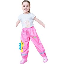 CsgrFagr 유아 비 방수 바지 남자 아이들 진흙 더티 레인 웨어 바람막이, Pink, 10-12 Years