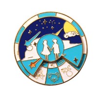 트렌디 한 에나멜 핀 조디악 회전 별 밝은 공기 회전식 금속 브로치 옷깃 핀