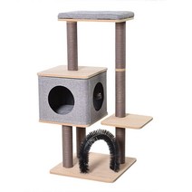 PetPals 3단계 높은 고양이 나무 콘도 마사지 및 파티클 보드 그레이 (PP18502)