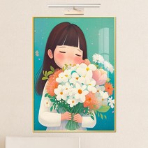 보고아트 꽃을 든 소녀 여인 여자 인물화 북유럽 카페 거실 그림 액자, [7]하얀꽃을 든 긴머리 소녀