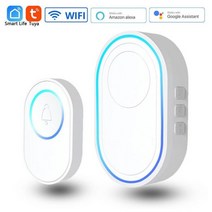스마트 인터폰 무선 와이파이 초인종 tuya 스마트 홈 보안 경보 시스템 연결 433mhz 감지기 경고 모드 환영 초인종 led 조명 키트, White WiFi 1