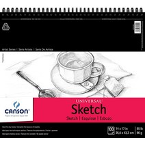 Canson 100510850 Pro-Art 아티스트 시리즈 범용 스케치 패드 14 x 21.6 cm(5.5 x 8.5 인치) 사이드 와이어, 14