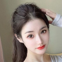 여자 윗머리 빈 정수리 볼륨 채우기 부분가발 앞머리, 12cm, 흑색
