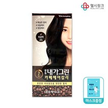 광동제약 내가그린 빠른허브 염색약 카페헤어칼라, 카페헤어칼라1호흑갈색 1개+헬시링크마스크1팩