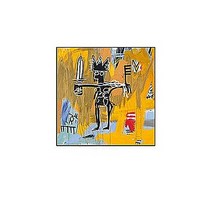 Jean-Michel Basquiat 장 미쉘 바스키아 작품 / 호텔 사무실 카페 거실에 걸면 좋은 캔버스 그림액자 01, 밝은우드