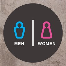 남여 화장실 표지판 원형 스티커 OR 포맥스