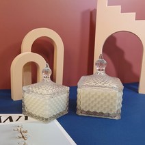 캔들용기 - 불꽃 사각 크리스탈 유리 (사이즈선택) diy 유리 소이캔들만들기 재료, 소 200ml 사각