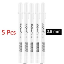 우드버닝 흰색 마커 펜 세트 유성 방수 젤 낙서 스케치 편지지 쓰기 학교 용품 브러시, 5 pcs 0.8 Gel pen