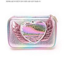 하트 스팽글 파우치형 필통, 혼합색상, 1개