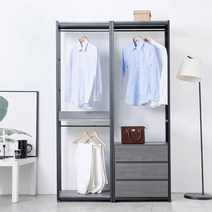 가이온 워너비 1200 3단서랍 행거 드레스룸 세트, 애쉬