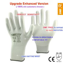 24 개/12 쌍 안전 작업 장갑 블랙 Pu 나일론 면화 산업 보호 NMSafety 공급 업체, [07] PU1350BLK- 6 Pairs, [03] L