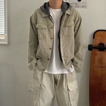 후드 탈부착 투웨이 자켓 오버핏 봄 가을 점퍼 트러커 워싱 남친룩 새학기 개강룩 데이트코디