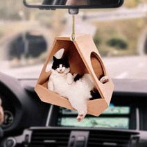 자동차 서스펜션 튜닝 쇼바 2D 귀여운 고양이 강아지 자동차 백미러 걸이식 새끼 개 시뮬레이션 모델 동물, 06 green