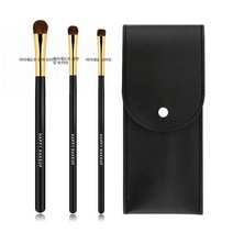 해피메이크업 3개 아이섀도우 브러쉬 세트 포니 퍼 아이섀도우 브러쉬 블렌딩 브러쉬 휴대용 소프트 퍼 브러쉬, Bionic말헤어블랙골드+가방, 하나