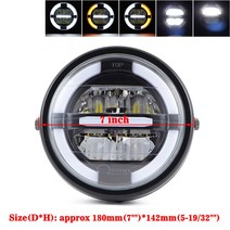 오토바이헤드라이트 7.5 인치 유니버설 카페 레이서 라운드 오토바이 LED 헤드 램프 거리 조명 수리 ", 06 Model 3