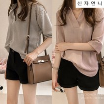 신자언니 심플 줄무늬 여성블라우스 여성오피스룩 여성 셔츠블라우스