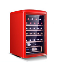 저온저장고 레트로 소형 투명 단일도어 86L/125L, 크림 화이트 - 빈티지 와인 캐비닛 92L