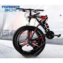 접이식 MTB 자전거 오프로드 입문용, 검정색과 파란색의 10칼 휠 24인치 24단