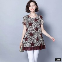 가바바 여성 빅사이즈 블라우스 별포인트 쉬폰 반팔 블라우스 G46161