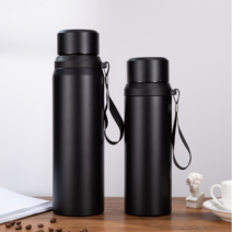 Tormays 스포츠 진공 스텐 스트랩 텀블러, 1L, 블랙