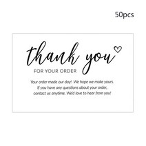 50pcs 주문 카드 감사 인사 카드 감사 카드 재고