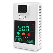 [일대 다역 CO2주위 온도습도 측정] 이산화탄소 농도 측정기 CO2 센서 고정밀도 온도습도 표시 경보 알람 음성 방송 다언어 USB급전 400-5000PPM 측정 범위 학교사무실백화점슈퍼호텔 등의 장소가 적용