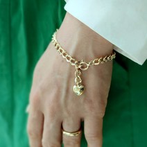 에버링 14K 팔찌 풍성한 볼륨의 통통하트 물결 체인_BNFC4202 Gold Bracelet Gift