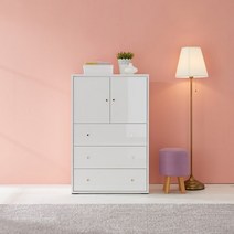 [우아미아이] [우아미가구]글림 수납장 5단 화이트, 색상:고무나무