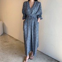 쪼꼬마미 잔 꽃 랩 맥시 롱 원피스