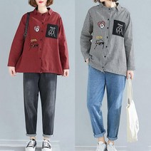 리더스타 2-O-028 여성블라우스 여성셔츠 오버핏 긴팔블라우스 루즈핏 셔츠(남방) 블라우스
