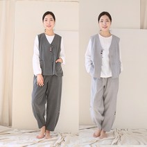 생활한복 개량한복 절복 법복 봄가을 회색 먹색 슬라브 조끼 바지 세트