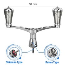 낚시 릴 스피닝 3000 2500 바다스피닝 더블 릴 핸들 가공 튜닝 핸들, 은색 - 98mm, 다이와를 위해