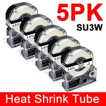 5PK SU5S SU11S SU3W 열 수축 튜브 9/18mm 화이트/옐로우 라벨 LA-4WBA 엡손 킹 짐 LW-300 400, 01 5PK-3.5mm White